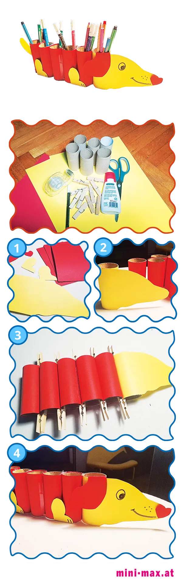 MINI-MAX-Heft 179 -2026, Bastelspaß: Stifte-Dackel aus Klopapierrollen